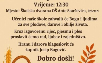 NAJAVA – DAN KRUHA I ZAHVALNOSTI ZA PLODOVE ZEMLJE